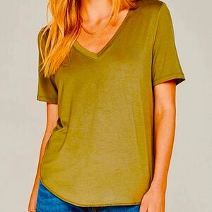 Gentle Fawn Lewis Top in Olive Green Rayon V Neck